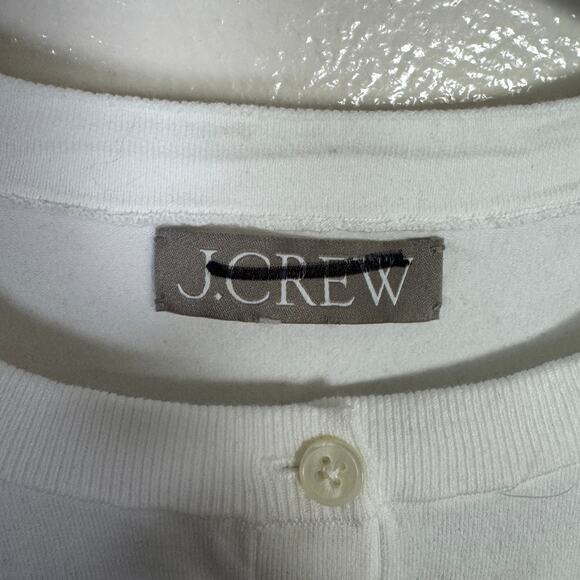 J.Crew Egyptian Cotton Jackie Cardigan WMNS S White Button Up Crewneck CJ755 LS - Picture 5 of 8